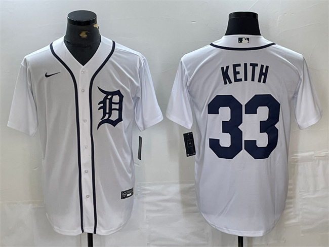Men's Detroit Tigers #33 Colt Keith White Cool Base Stitched Baseball Jersey Men's Detroit Tigers #33 Colt Keith White Cool Base Stitched Baseball Jersey